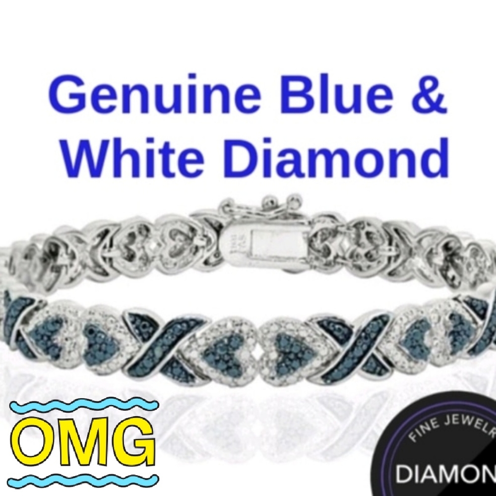 New 1.25ctw Genuine Blue Diamond Tennis Bracelet!